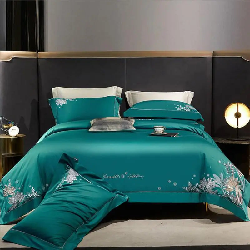 New 140 Thread Count Embroidered Long staple Cotton Four Piece Set All Cotton Pima Cotton Embroidered Bed Sheet