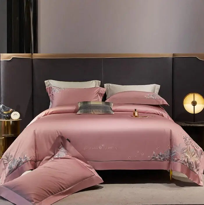 New 140 Thread Count Embroidered Long staple Cotton Four Piece Set All Cotton Pima Cotton Embroidered Bed Sheet